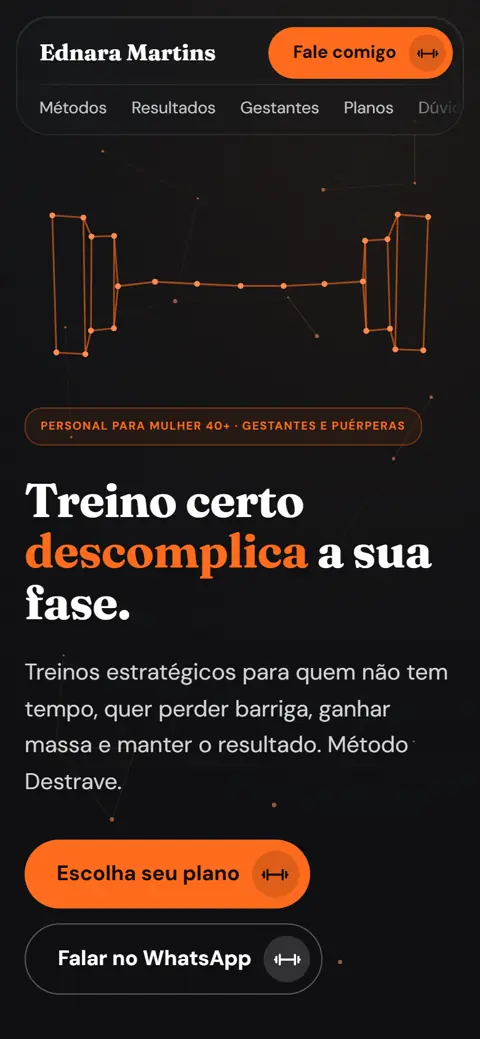 Site da Ednara no celular