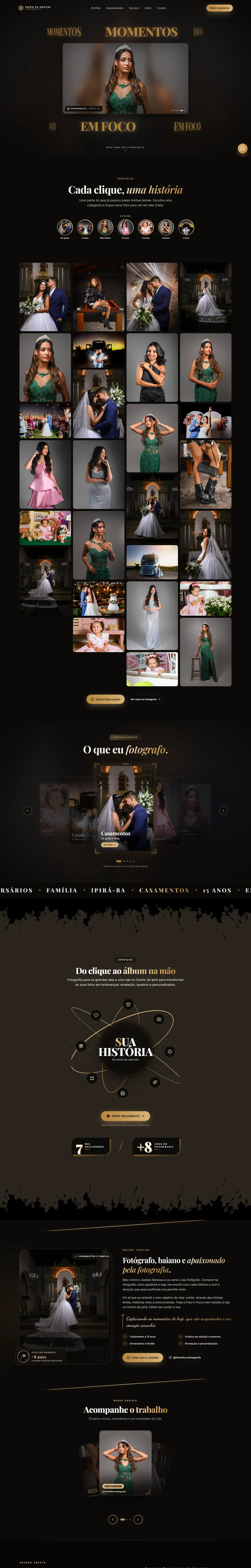Site da Foto in Focco no computador, do topo ao rodapé