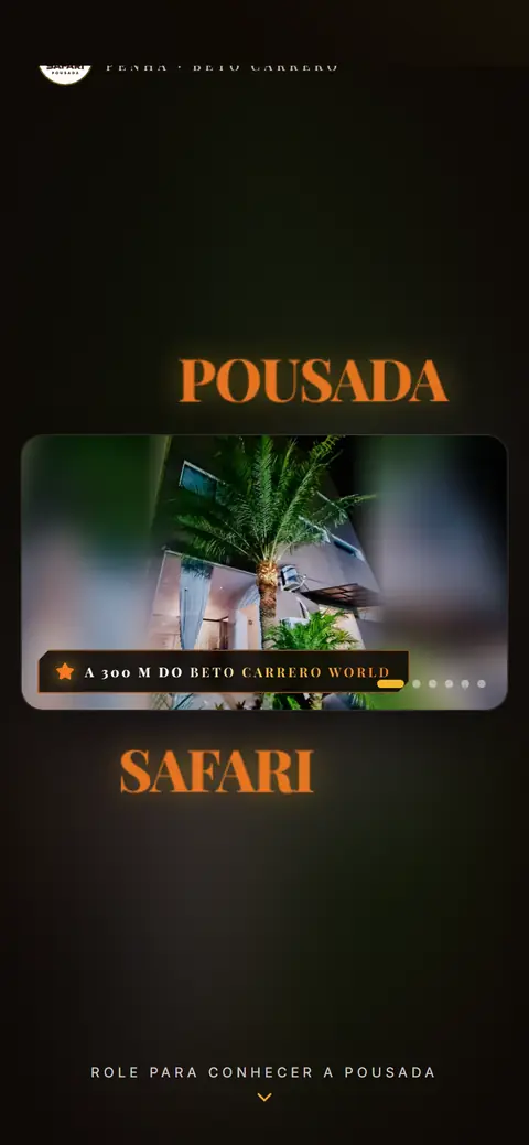 Site da Pousada Safari no celular