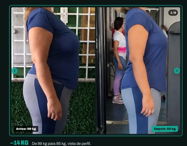Antes e depois de uma aluna no site do Lucas Levita