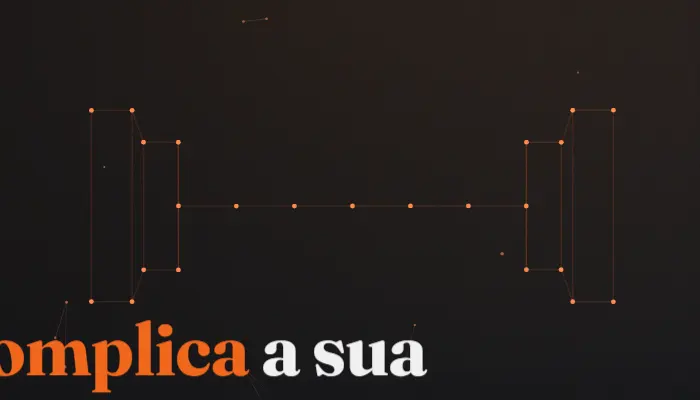Haltere desenhado por pontos de luz no topo do site da Ednara